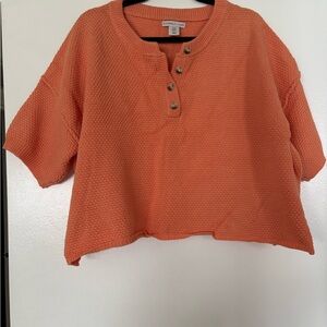 Sincerely Jules Orange Knit Button-Up Sweatshirt